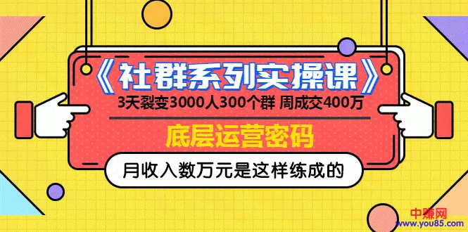 社群运营实战：3天打造3000粉丝、300微信群，周销售额突破更多万的核心秘诀-网赚项目