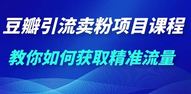 |豆瓣引流卖粉项目课程：帮你抓住精准粉丝，实现流量变现-网赚项目