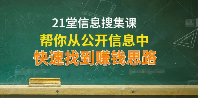 21堂信息搜集课程：助你从公开数据中挖掘财富之路-网赚项目