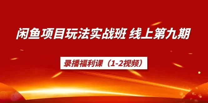 闲鱼项目实战班：9大技巧 录播福利课1-2视频-网赚项目