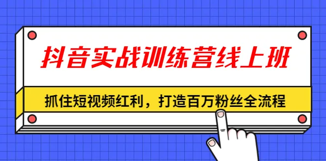 抖音实战训练营：掌握*万粉丝秘诀，全面解析短视频营销之道-网赚项目