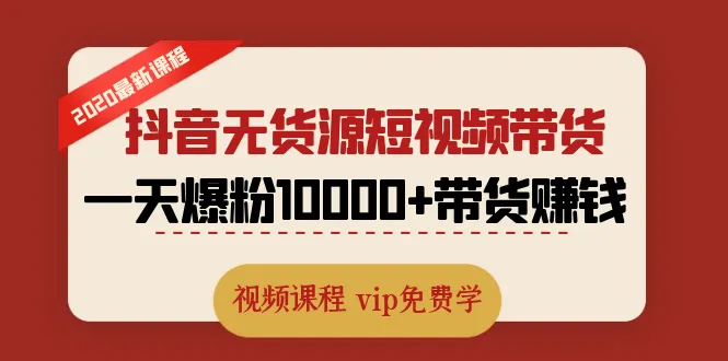 2020年抖音短视频带货技巧：日增粉丝1万、轻松变现（高清视频教程）-网赚项目