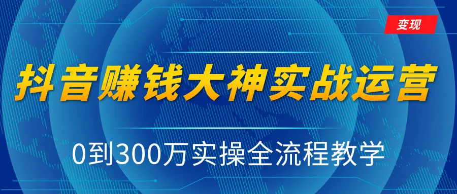 从零开始：抖音赚钱大神的实战运营教程（全流程 独家变现模式），轻松打造300万的优质内容-网赚项目