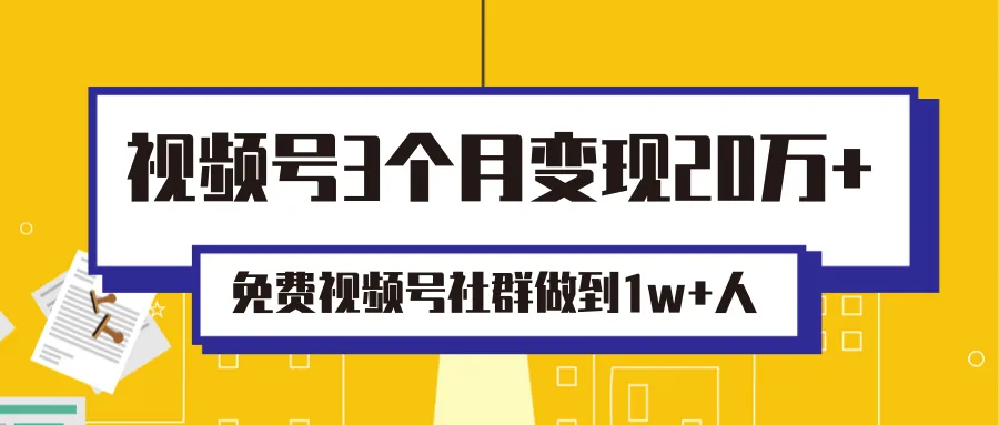 从零开始：打造月营收超多万的免费视频号社群实操指南-网赚项目