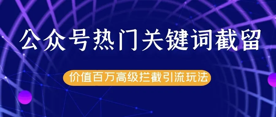 公众号运营实战 | *万粉丝秘籍：拦截精准流量-网赚项目