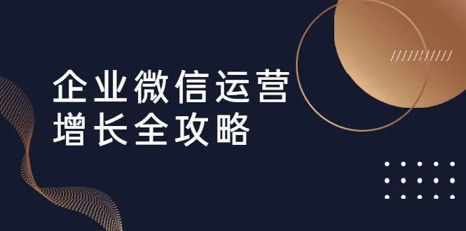 企业微信运营增长全攻略：实战指南，实现引流、裂变和成交-网赚项目