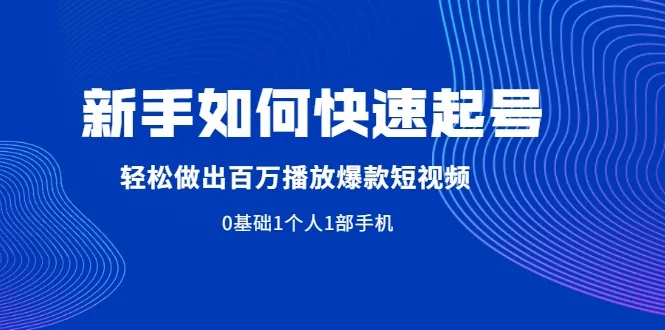 零基础打造*万爆款短视频：一部手机、一个人，快来看看怎么做-网赚项目