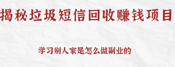 揭秘垃圾短信回收赚钱项目：利用信息差一条短信也能赚钱【视频教程】-网赚项目