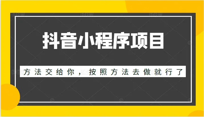 抖音小程序项目全攻略：从创意到实现，完整指南揭秘！-网赚项目