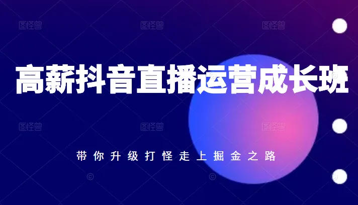 高薪抖音直播运营成长班：从新手到专家的必经之路-网赚项目