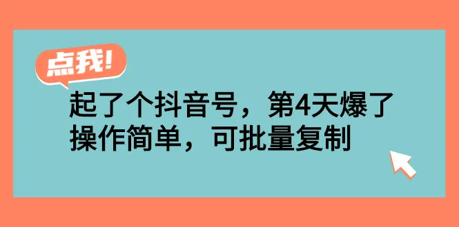 抖音第四天爆款教程：简单易学，批量复制的成功案例-网赚项目