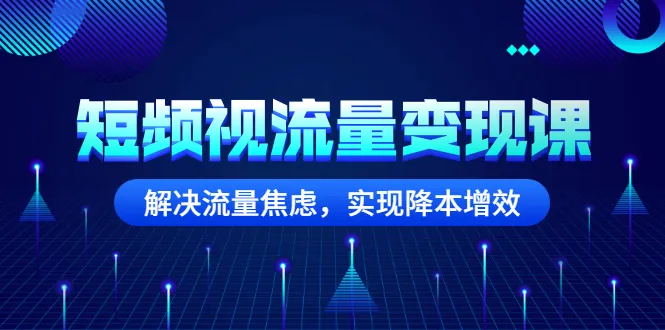 短频视流量变现课：解决流量焦虑，实现降本增效-网赚项目