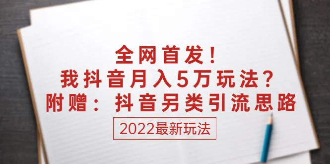 全网独家揭秘：抖音月收入更多万的独特运营技巧及另类引流方案-网赚项目