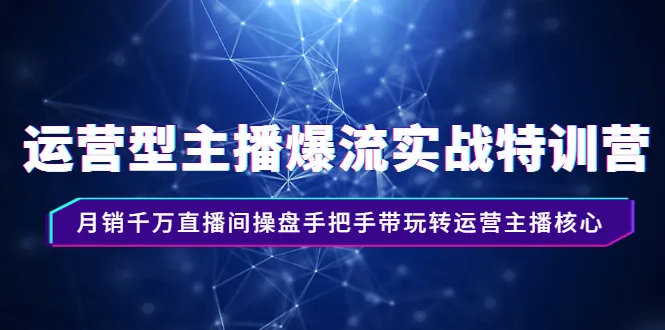 月销量更多万的直播操盘手手把手教你运营主播核心技巧-网赚项目