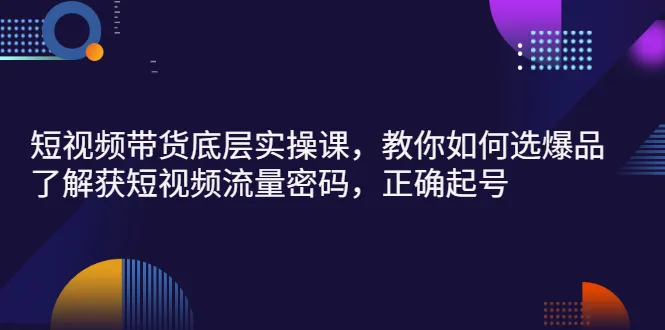 爆款短视频营销实战班：掌握短视频平台流量秘籍-网赚项目