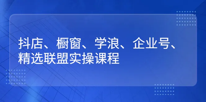 橱窗运营实战：抖音小店、企业号整合、学浪营销策略-网赚项目