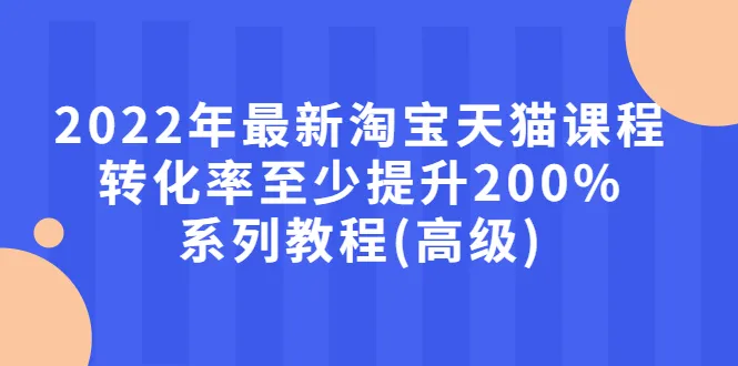 2022年淘宝天程：转化率提升超多，全面掌握高级技巧与策略-网赚项目