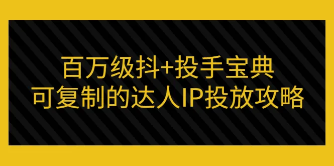 *万级抖音广告投放指南：打造达人IP的实战教程-网赚项目