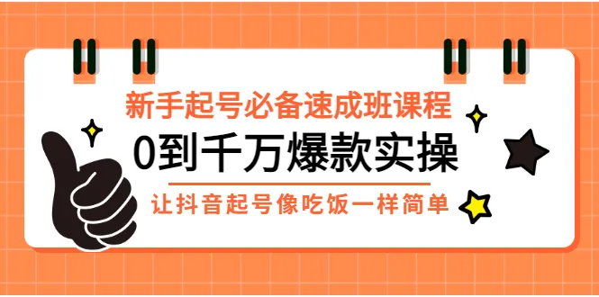 从零开始，抖音起号必看教程！0到*万爆款实战，轻松掌握抖音账号运营技巧-网赚项目