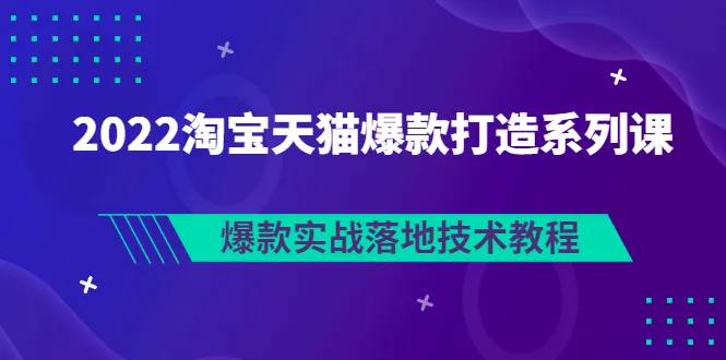 打造淘宝天猫爆款系列：实战落地技术解析-网赚项目