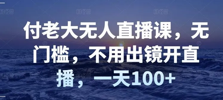 付老大直播课程：零门槛、不露脸也能开课，日增收百元-网赚项目