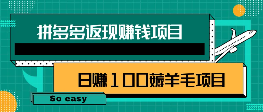 轻松薅羊毛！拼多多返现赚钱项目揭秘，每日增收百元不是梦！-网赚项目