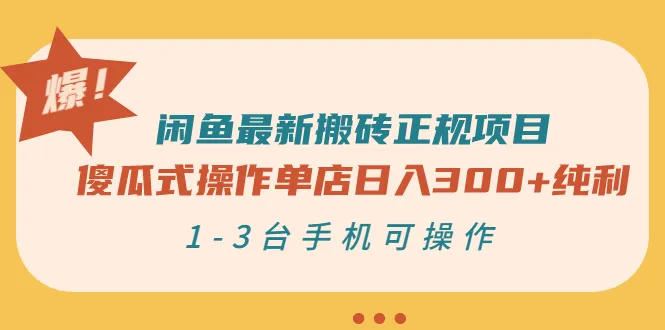 轻松赚钱闲鱼新玩法：日进斗金，1-3手机即可运营！-网赚项目