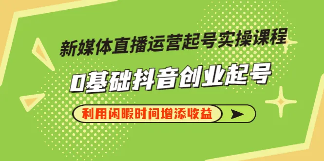 新媒体直播运营实操：从零开始抖音起号，打造个人品牌轻松赚钱-网赚项目