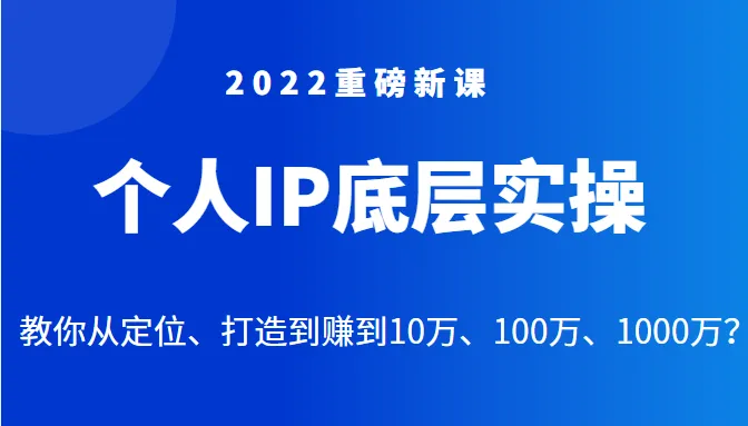 打造个人IP赚钱秘籍：实操指南揭秘如何赚到10万、100万、1000万-网赚项目