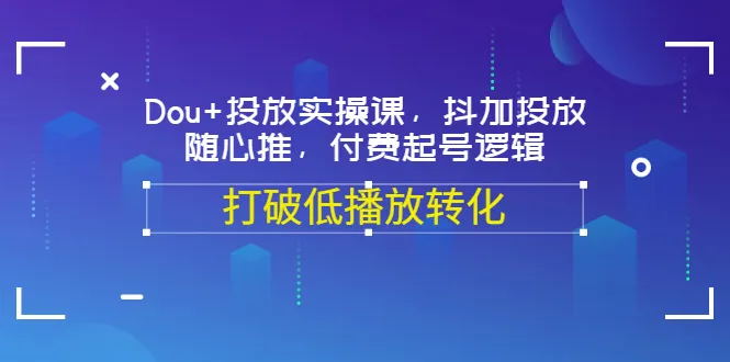 抖音广告投放实战轻松掌握Dou 技巧，优化随心推策略，破解低播放转化困局！-网赚项目