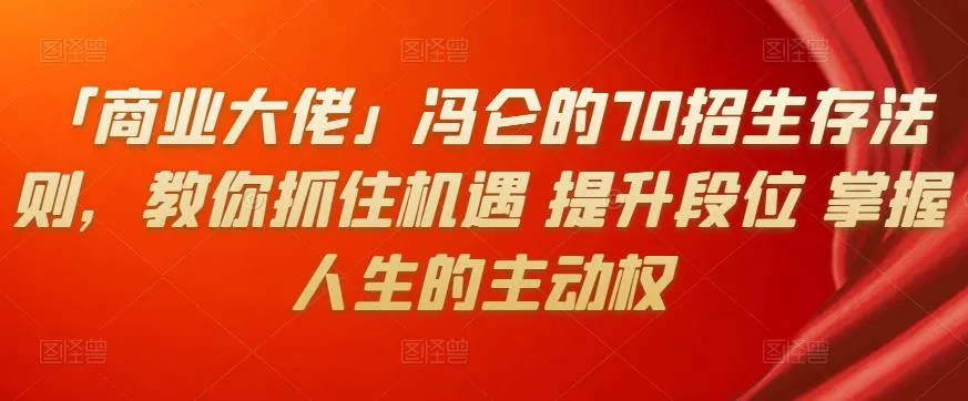 冯仑的商业生存法则：掌握成功关键，提升个人价值-网赚项目