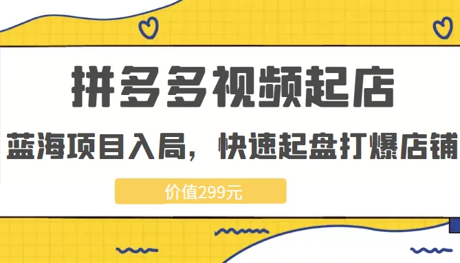 拼多多电商运营秘籍：快速打造蓝海爆款-网赚项目