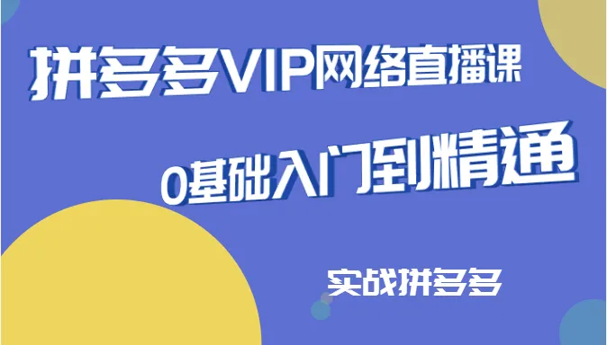 拼多多VIP6月份网络直播课程：实战玩法、规则解析与内功修炼指南-网赚项目