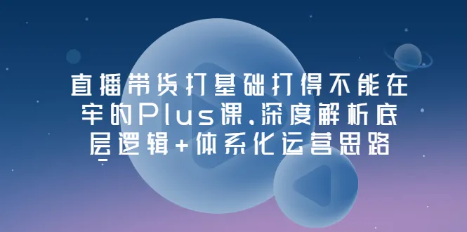 Plus课程：深入剖析直播带货基础与系统化运营策略-网赚项目