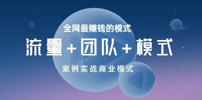 全网最赚钱的商业模式：流量、团队与模式的实战案例解析-网赚项目