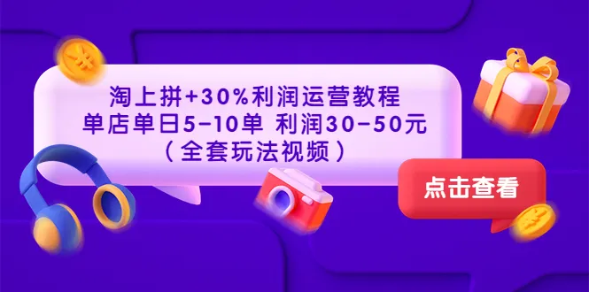 30天学会淘上拼：持续增收攻略！单店5-10单必备指南-网赚项目