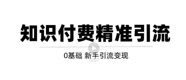 玩转知识付费项目：精准引流攻略解析【视频教程】-网赚项目