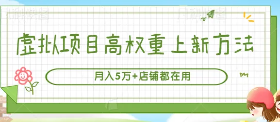 掌握虚拟项目高权重上新技巧，实战经验带你月收入更多 ！-网赚项目