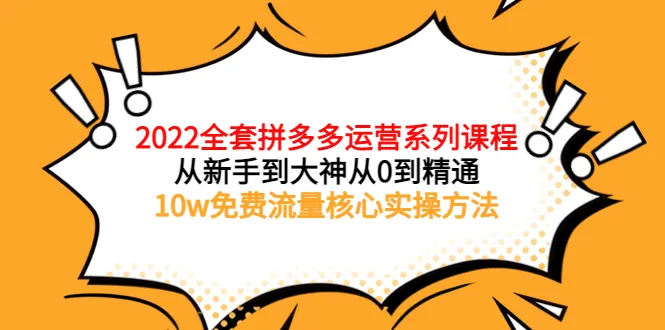 拼多多运营教程：从零开始全面掌握，获赠10万流量实战技巧-网赚项目