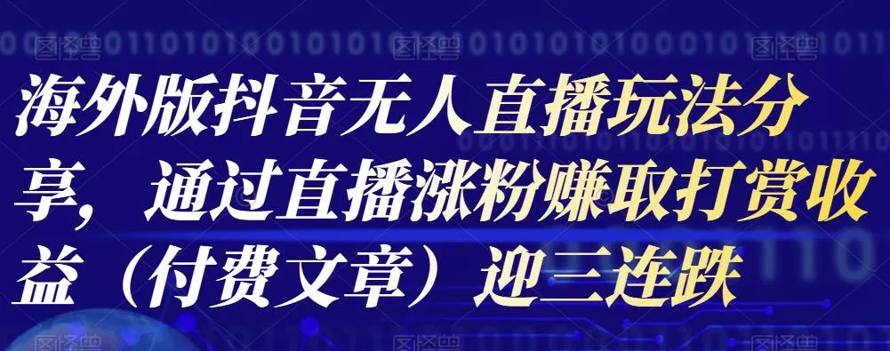 探秘海外版TikTok无人直播：赚钱新玩法解析-网赚项目