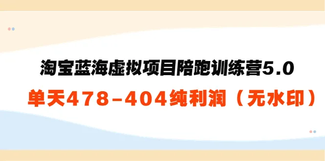 淘宝蓝海虚拟项目5.0课程，一天收入可达更多！-网赚项目