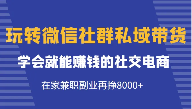 微信社群私域带货：轻松在家实现月增更多-网赚项目