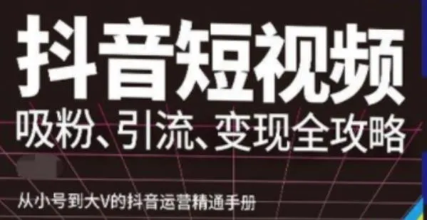 成为抖音大V的秘诀：全面解析抖音视频号高级实操与理论课程-网赚项目