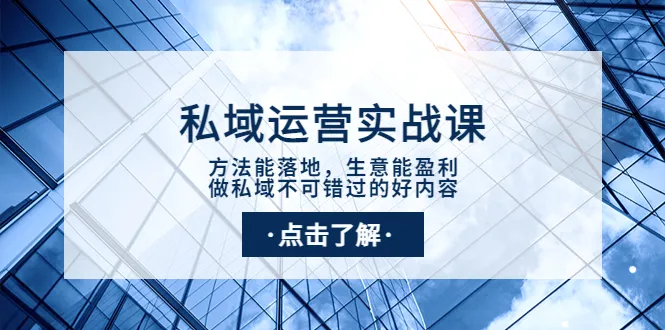 实操性强的私域运营课程：掌握方法，实现盈利-网赚项目