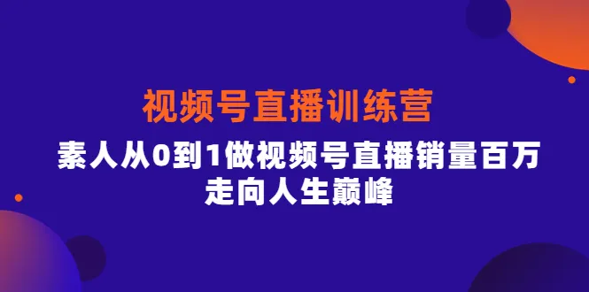 从零开始，掌握视频号直播销售的绝佳方法！-网赚项目