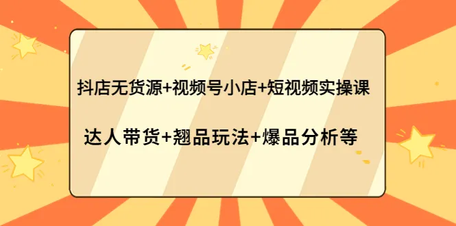 抖店无货源 视频号小店 短视频实操课：打造你的电商王国-网赚项目