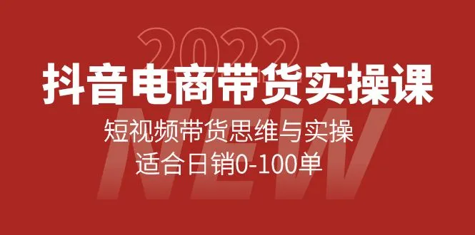 抖音电商带货实操课：解密短视频带货思维，突破日销0100单的秘诀-网赚项目