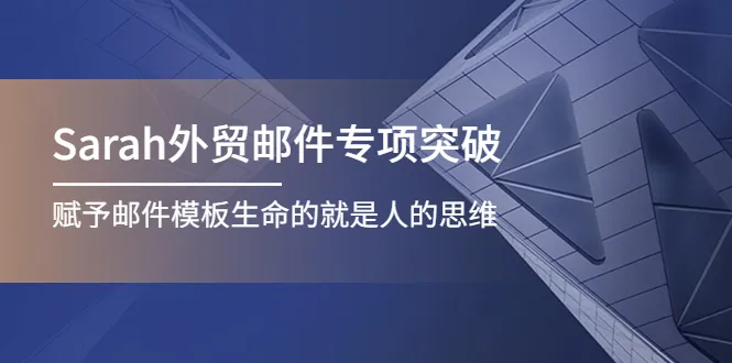 Sarah外贸邮件专项突破：揭秘邮件思维的力量，助你轻松拿下客户！-网赚项目