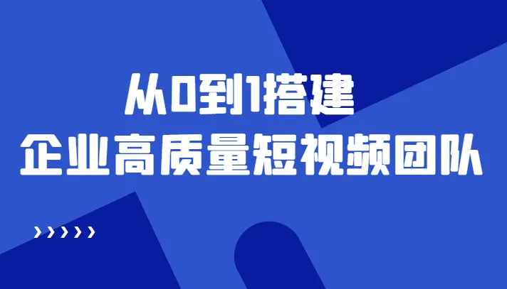 从零到一：打造高效短视频团队的必备12堂课-网赚项目