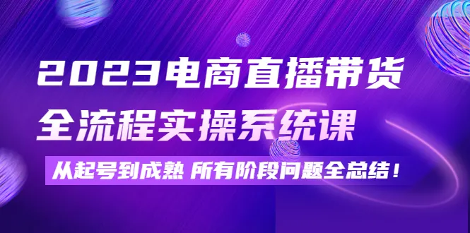 电商直播带货全攻略：2023实操系统课程深度解析-网赚项目